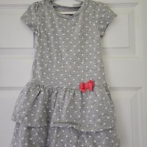 Carter's Gray Heart Dress with Pink Bow